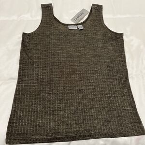 Chico's Tank Top Textured Sleeveless Casual NWT Womens 2 L Greenish-brown